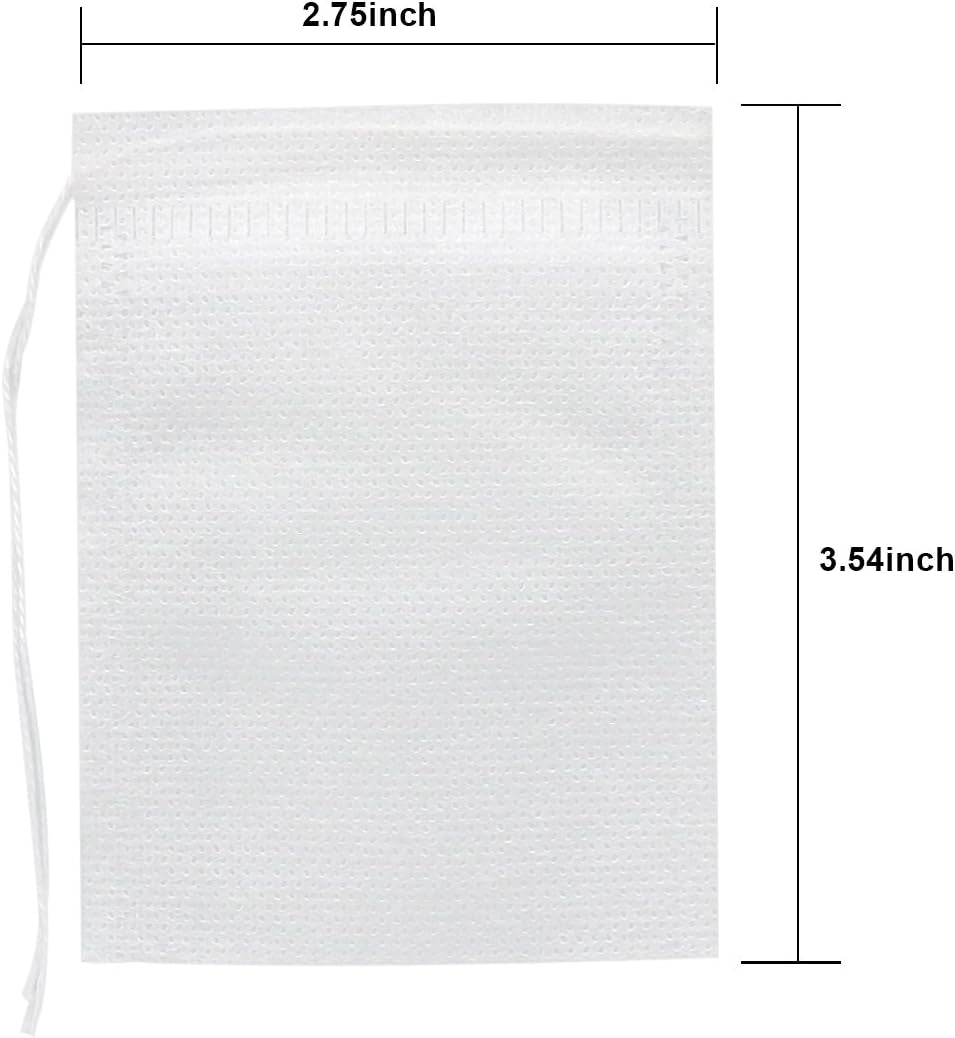400Pcs Disposable Tea Filter Bags Empty Cotton Drawstring Seal Filter Tea Bags for Loose Leaf Teal(3.54 X 2.75 Inch)