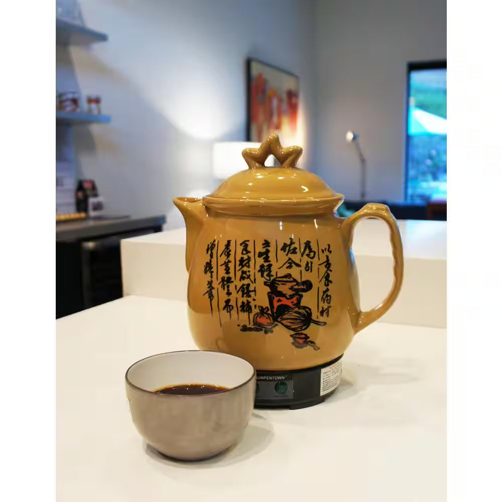 14.3-Cup Brown Ceramic Electric Kettle with Herb Cooking and Keep Warm Setting