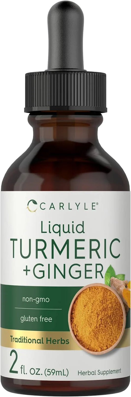 Liquid Turmeric and Ginger Supplement for Men and Women | 2 Fl Oz | with Black Pepper | by