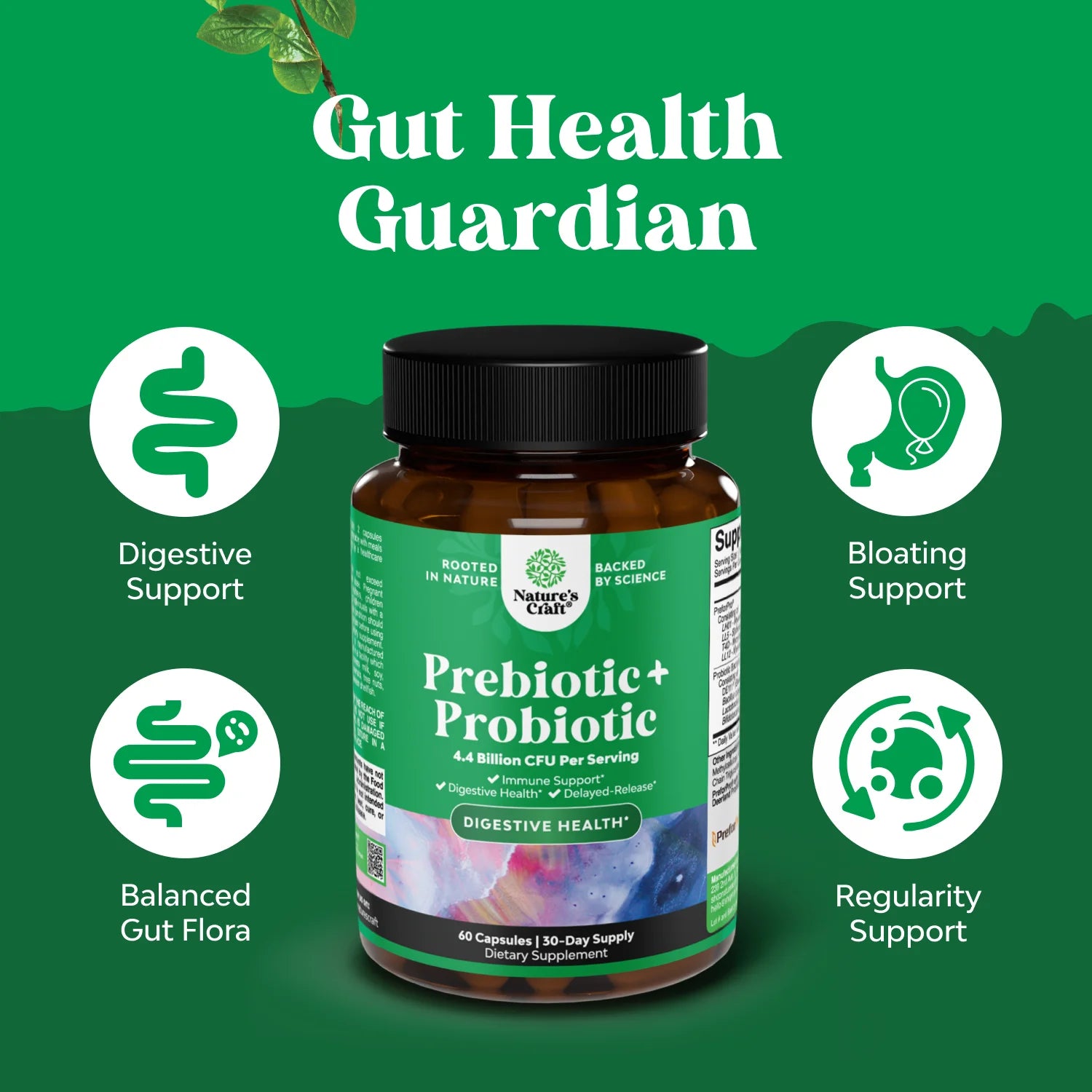 Prebiotics and Probiotics Gut Health Supplement - Super Potent Digestive Health Acidophilus Probiotic Capsules with Men and Womens Probiotics and Prebiotics for Colon Digestive Support and Immunity