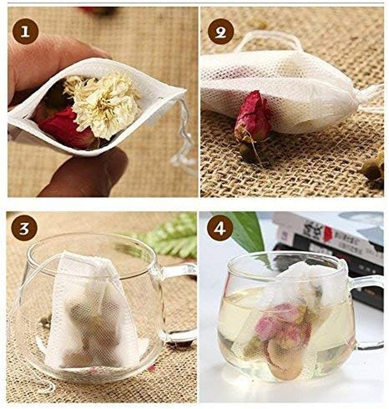 400Pcs Disposable Tea Filter Bags Empty Cotton Drawstring Seal Filter Tea Bags for Loose Leaf Teal（3.54 X 2.75 Inch）